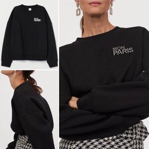 H&M Mon Paris Embellished Graphic Sweatshirt